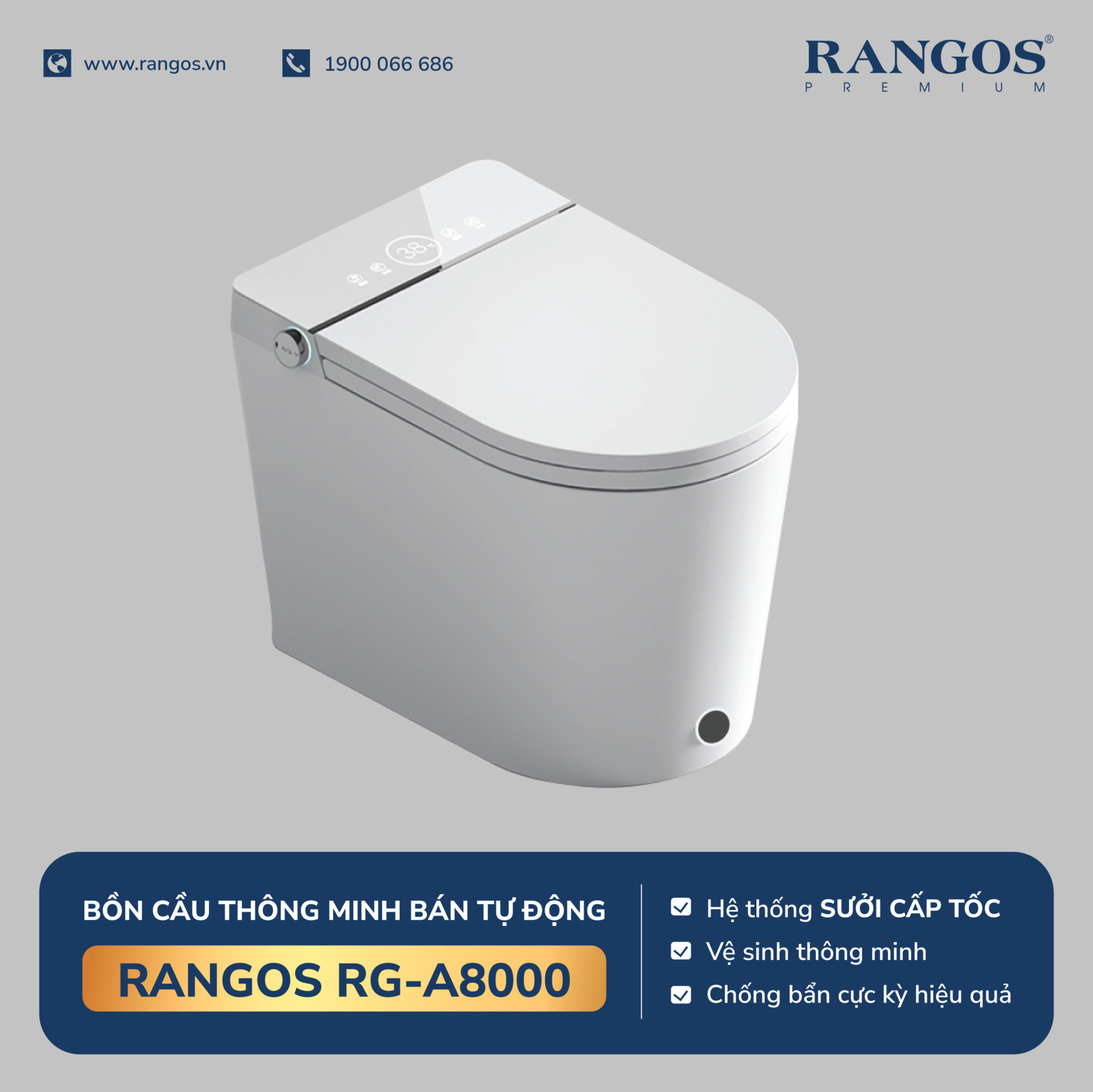 Bồn cầu thông minh bán tự động Rangos RG-A8000
